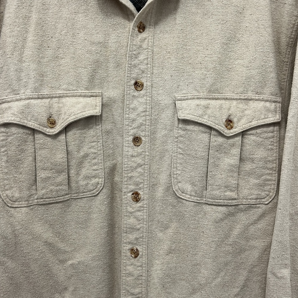 VTG Eddie Bauer Button Down Shirt Cotton Pockets Warm Casual Outdoors Men L/Tall - Picture 2 of 6